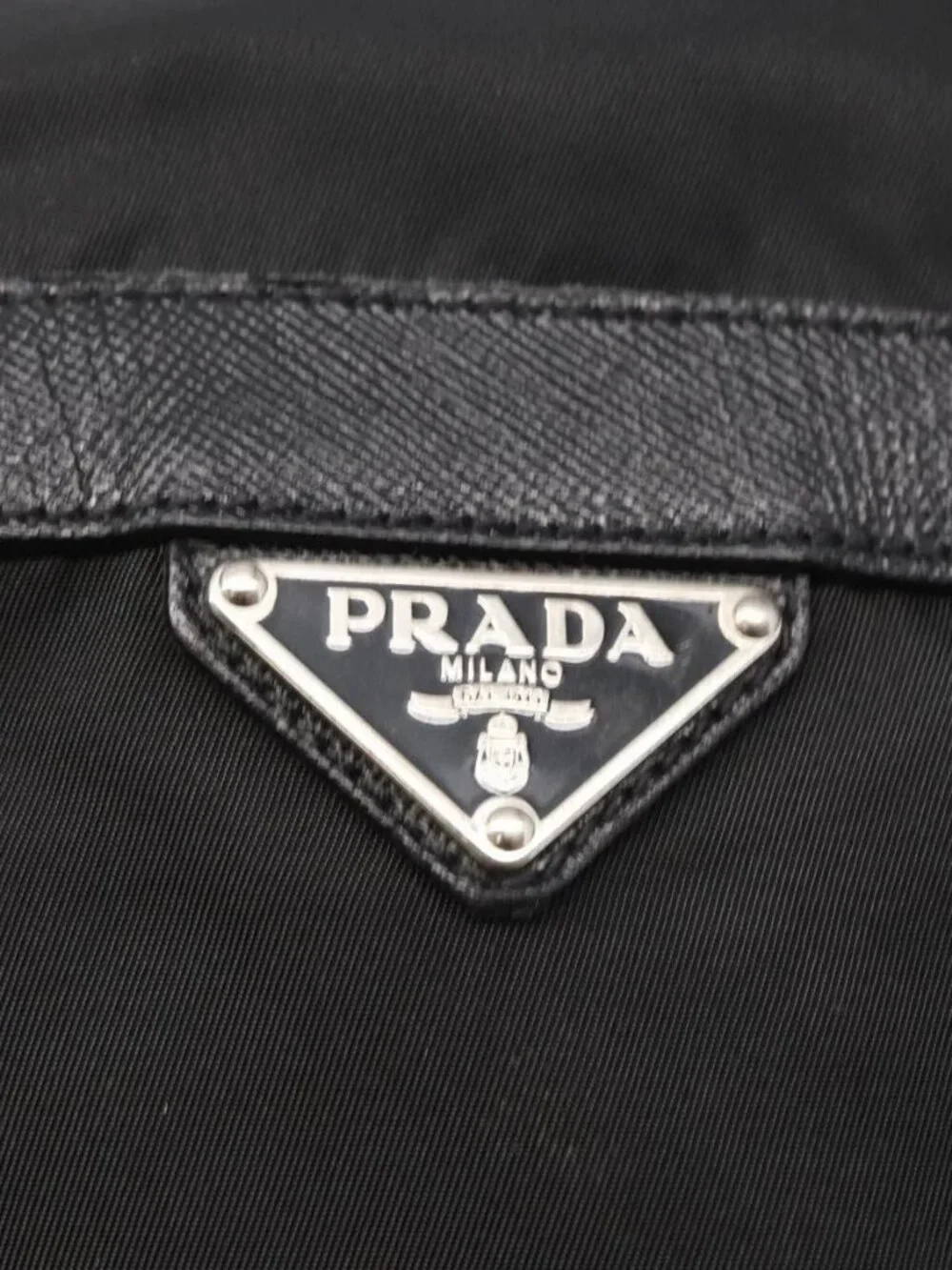 PRADA Shoulder Bag Nylon Black Silver